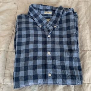 Mens jcrew blue checked button down, size xl. Slim cut.
